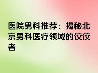 医院男科推荐：揭秘北京男科医疗领域的佼佼者